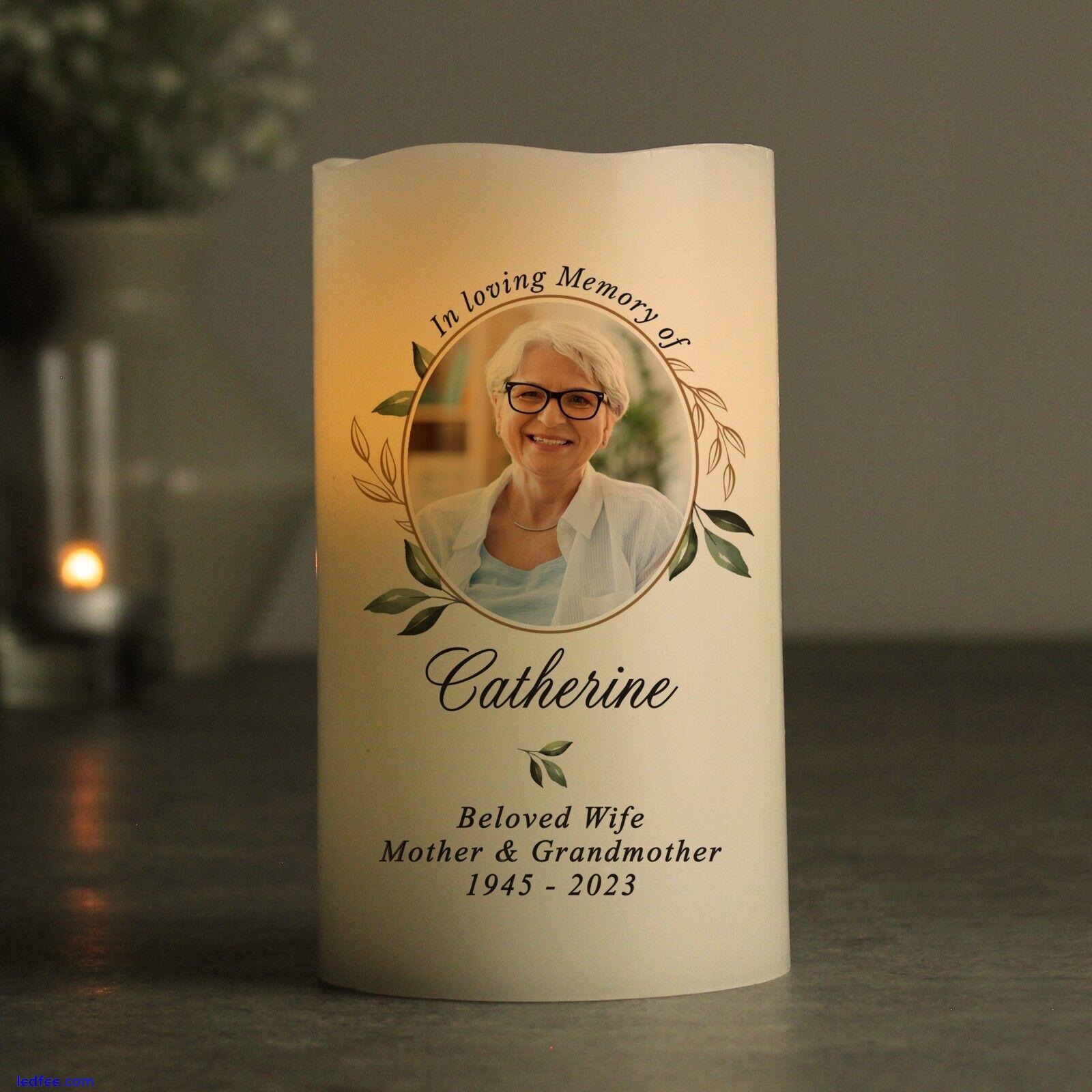 Personalised Botanical Memorial Photo Upload LED Candle In Loving Memory 4 