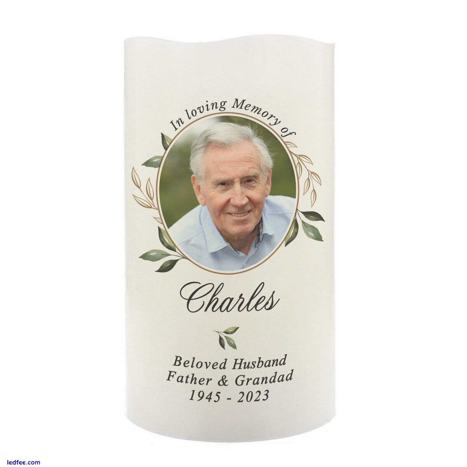 Personalised Botanical Memorial Photo Upload LED Candle In Loving Memory 3 