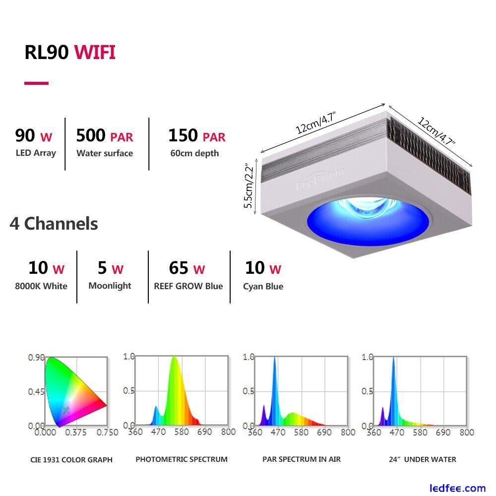 2x PopBloom RL90 WiFi Reef Led Aquarium Light 48 Reef Coral Marine Tank 80-120cm 4 