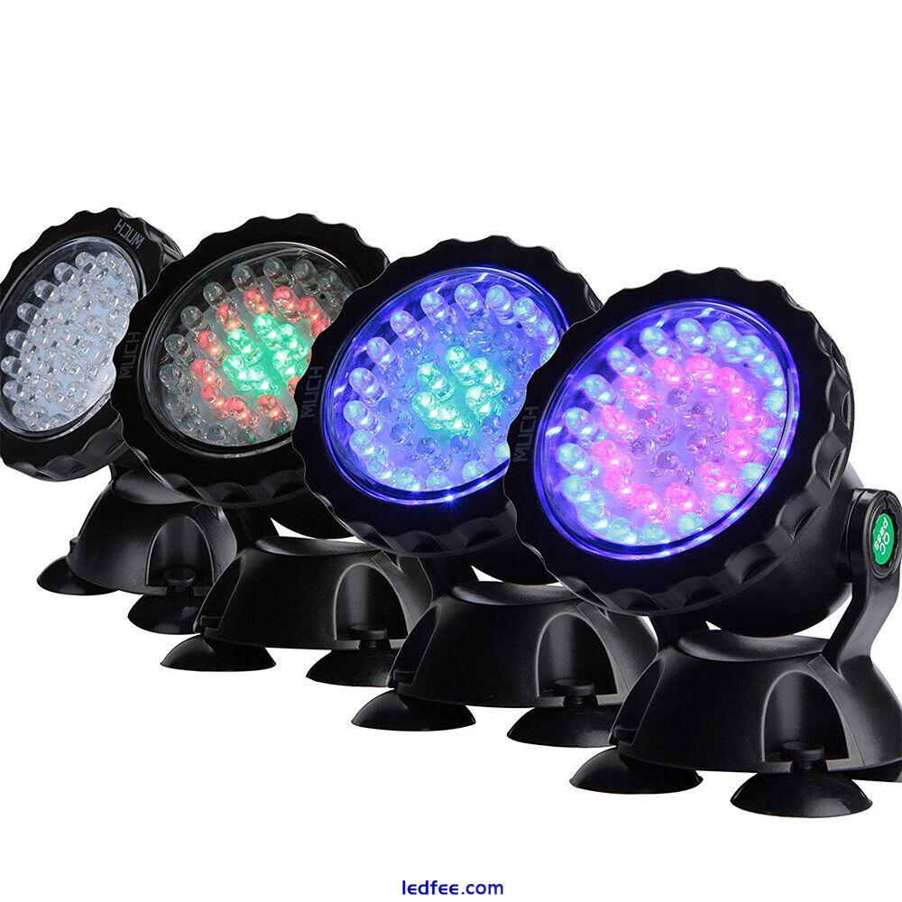 36 LED Underwater Spot Light 4 Lights RGB Aquarium Garden Fountain Pond Lamp UK 0 