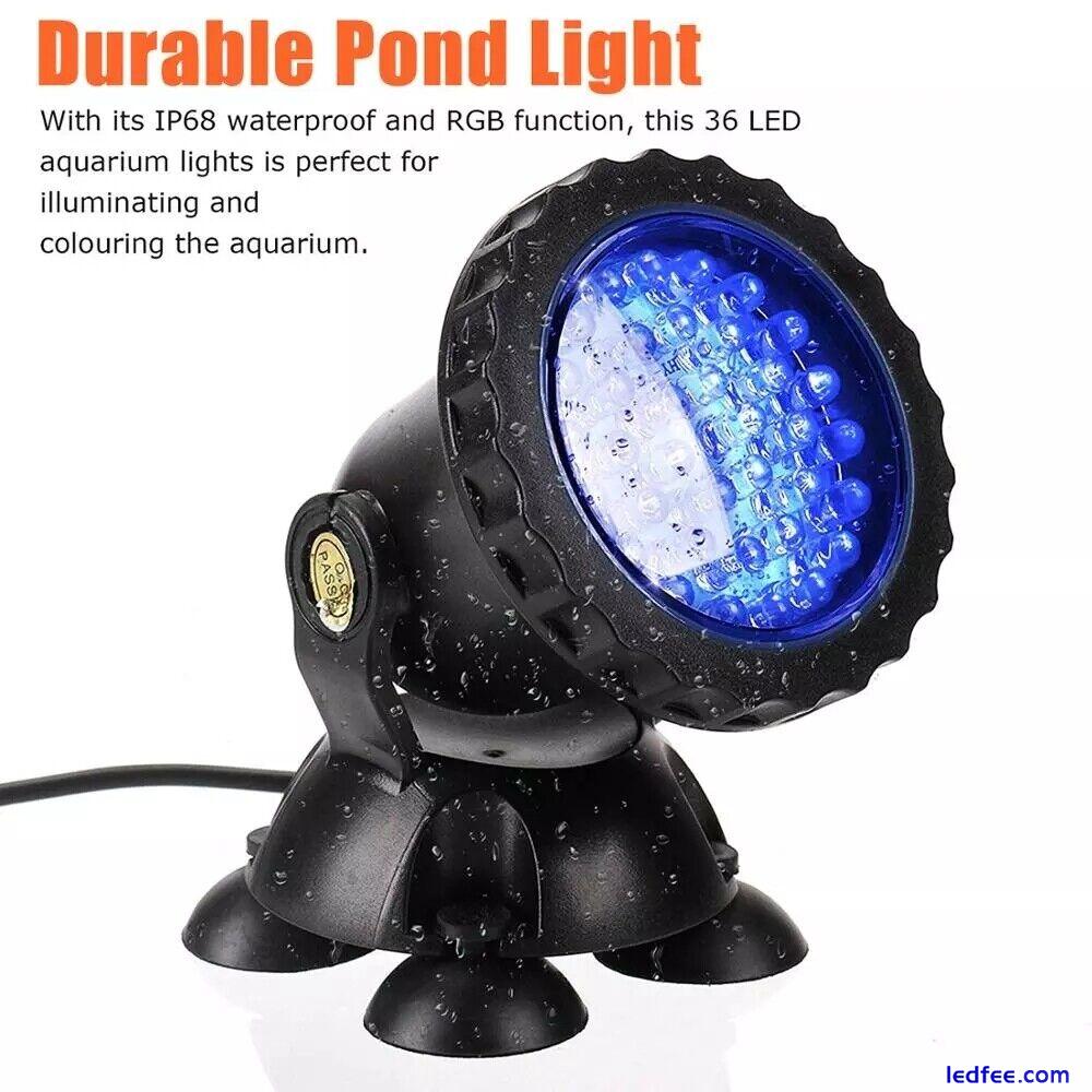 36 LED Underwater Spot Light 4 Lights RGB Aquarium Garden Fountain Pond Lamp UK 4 