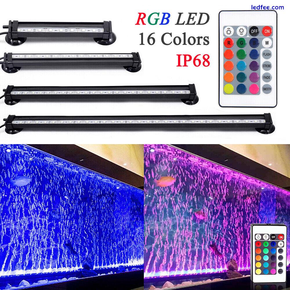 Aquarium Fish Tank LED Strip Lights Bar Lamp 5050 RGB Submersible Lights UK Plug 1 