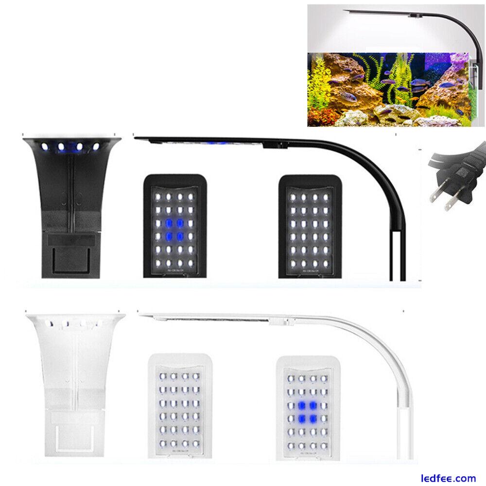 Aquarium Light LED Lighting Clip on Fish Tank Mini White Plant Grow Lamp W/ Plug 3 