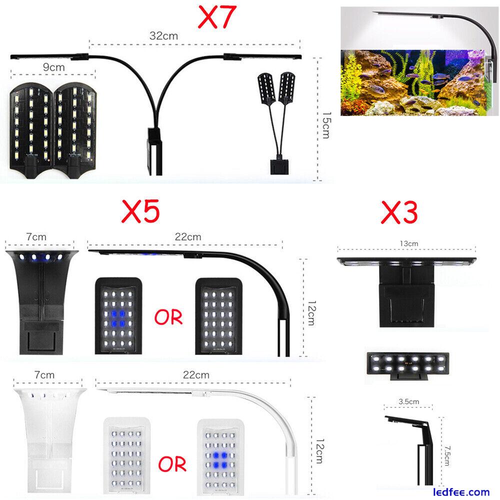 Aquarium Light LED Lighting Clip on Fish Tank Mini White Plant Grow Lamp W/ Plug 4 