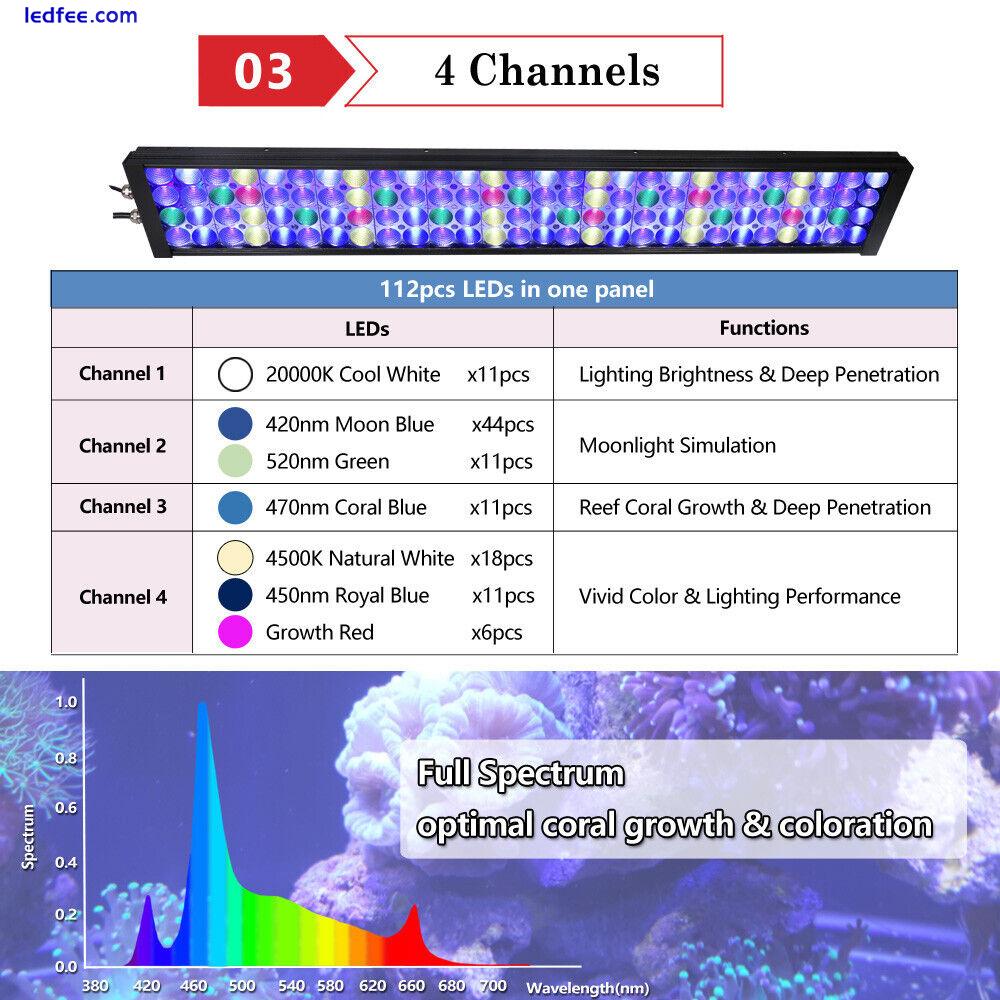 PopBloom LED Aquarium Light Full Spectrum for 6ft 180cm Marine Reef Coral Tank 3 