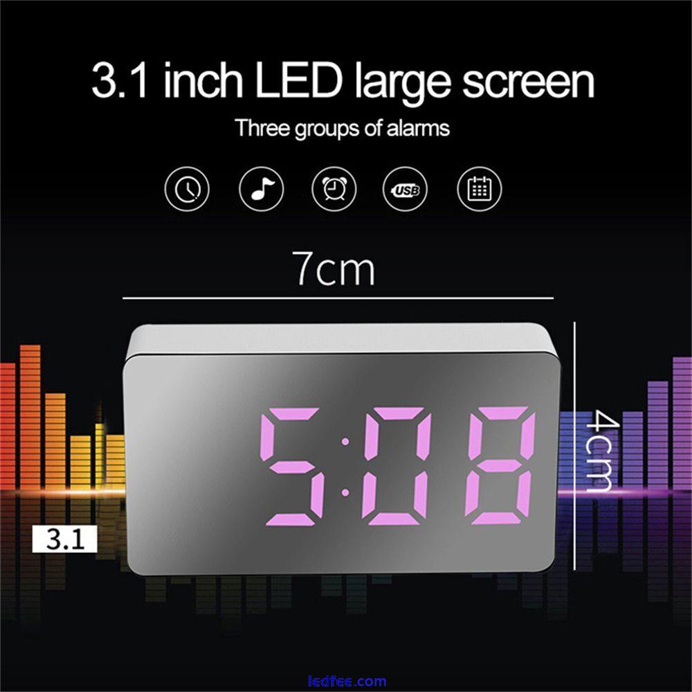 USB Led Light Display Time LED Display Digital Alarm Clock Mirror Clock Snooze 0 