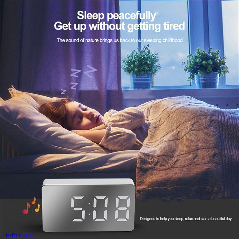 USB Led Light Display Time LED Display Digital Alarm Clock Mirror Clock Snooze 5 