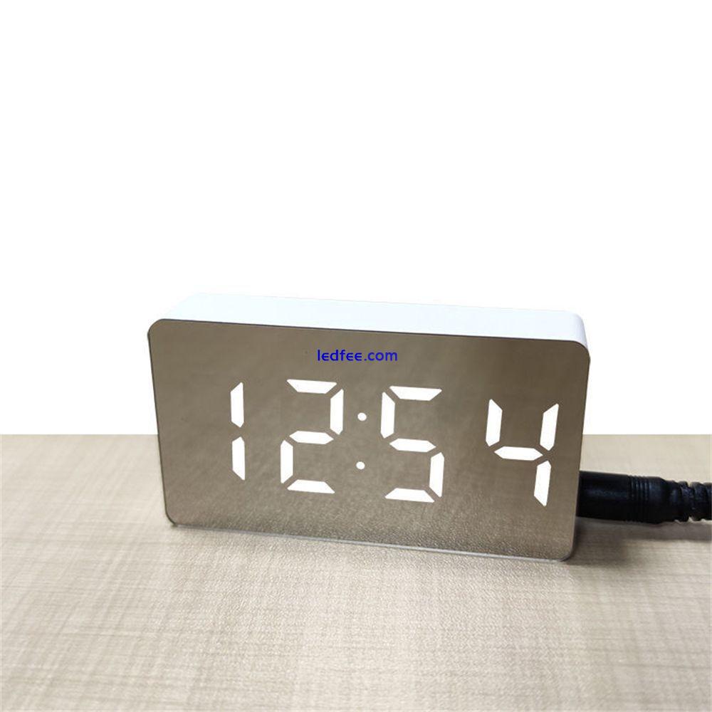 USB Led Light Display Time LED Display Digital Alarm Clock Mirror Clock Snooze 3 