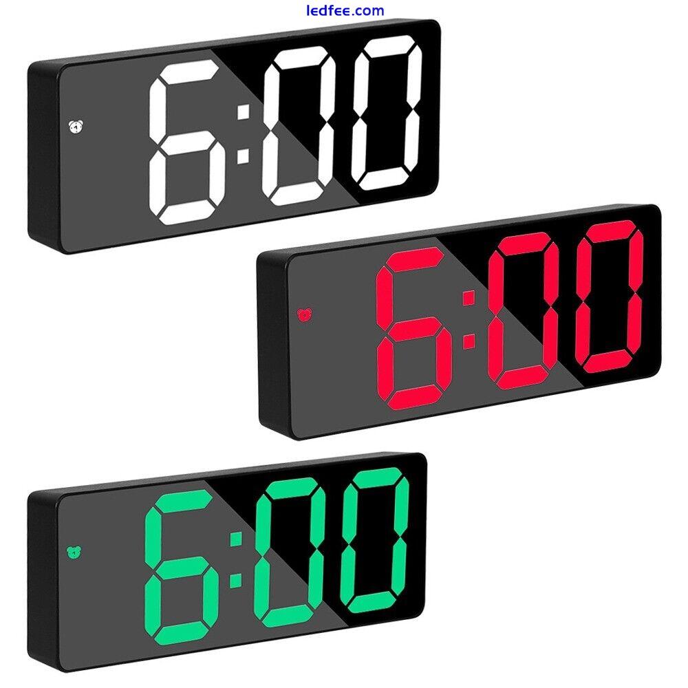 LED Electric Digital Alarm Clock Mains Battery Mirror Temperature Display New UK 5 