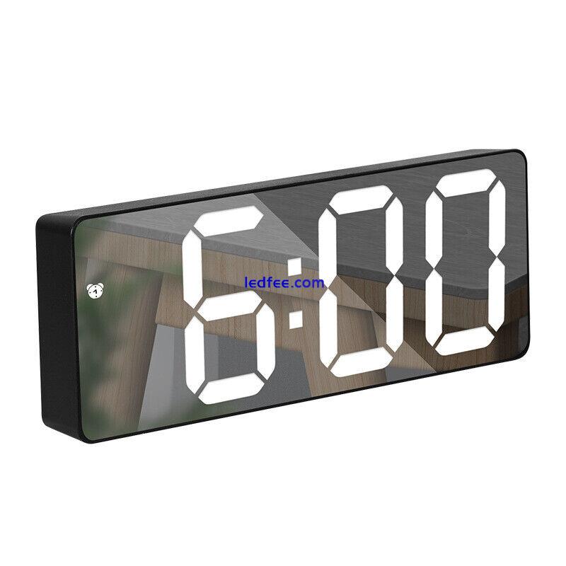 LED Electric Digital Alarm Clock Mains Battery Mirror Temperature Display New UK 3 