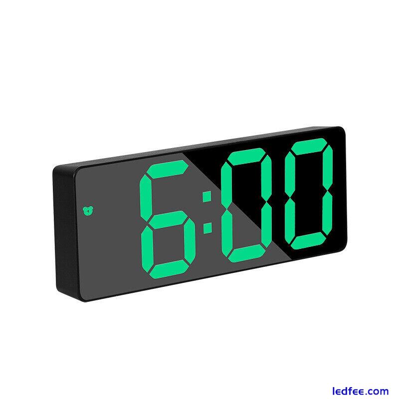 LED Electric Digital Alarm Clock Mains Battery Mirror Temperature Display New UK 4 