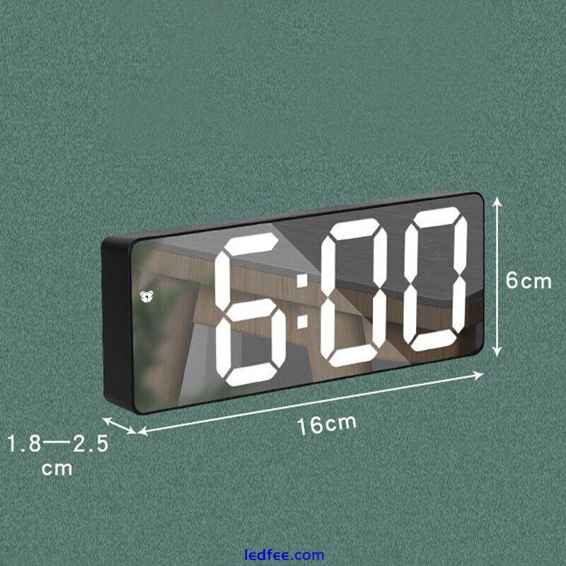 LED Electric Digital Alarm Clock Mains Battery Mirror Temperature Display New UK 1 