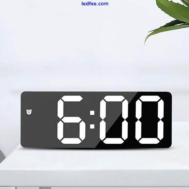 LED Electric Digital Alarm Clock Mains Battery Mirror Temperature Display New UK 0 