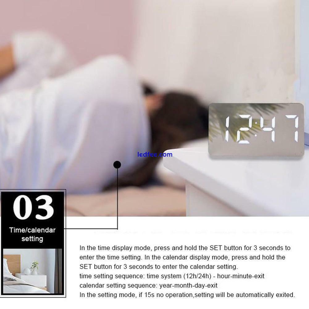 Digital LED Large Display Alarm Clock USB Charging Face Mirror UK Design F6Y8 4 