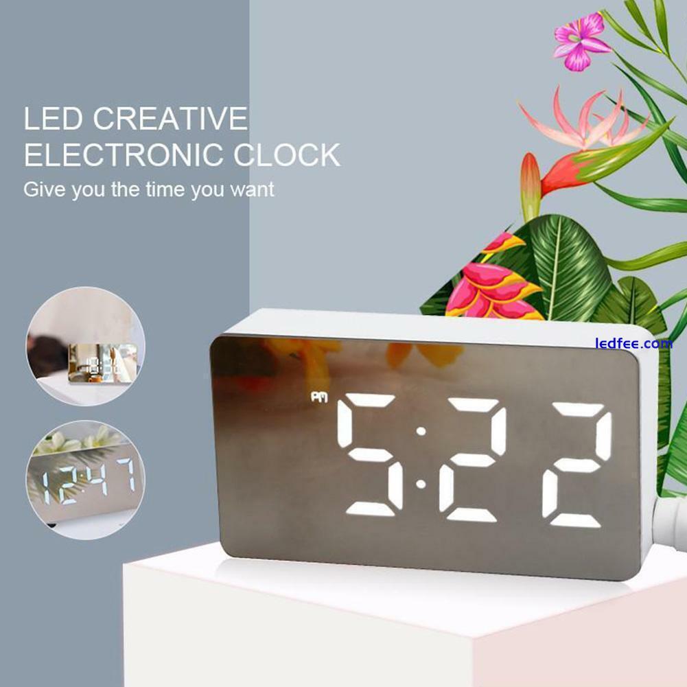 Digital LED Large Display Alarm Clock USB Charging Face Mirror UK Design F6Y8 2 