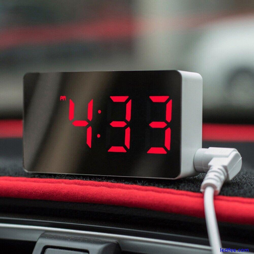 USB Cable Clock Alarm Clock Car Clock Home Decoration LED Mirror Clock 1 