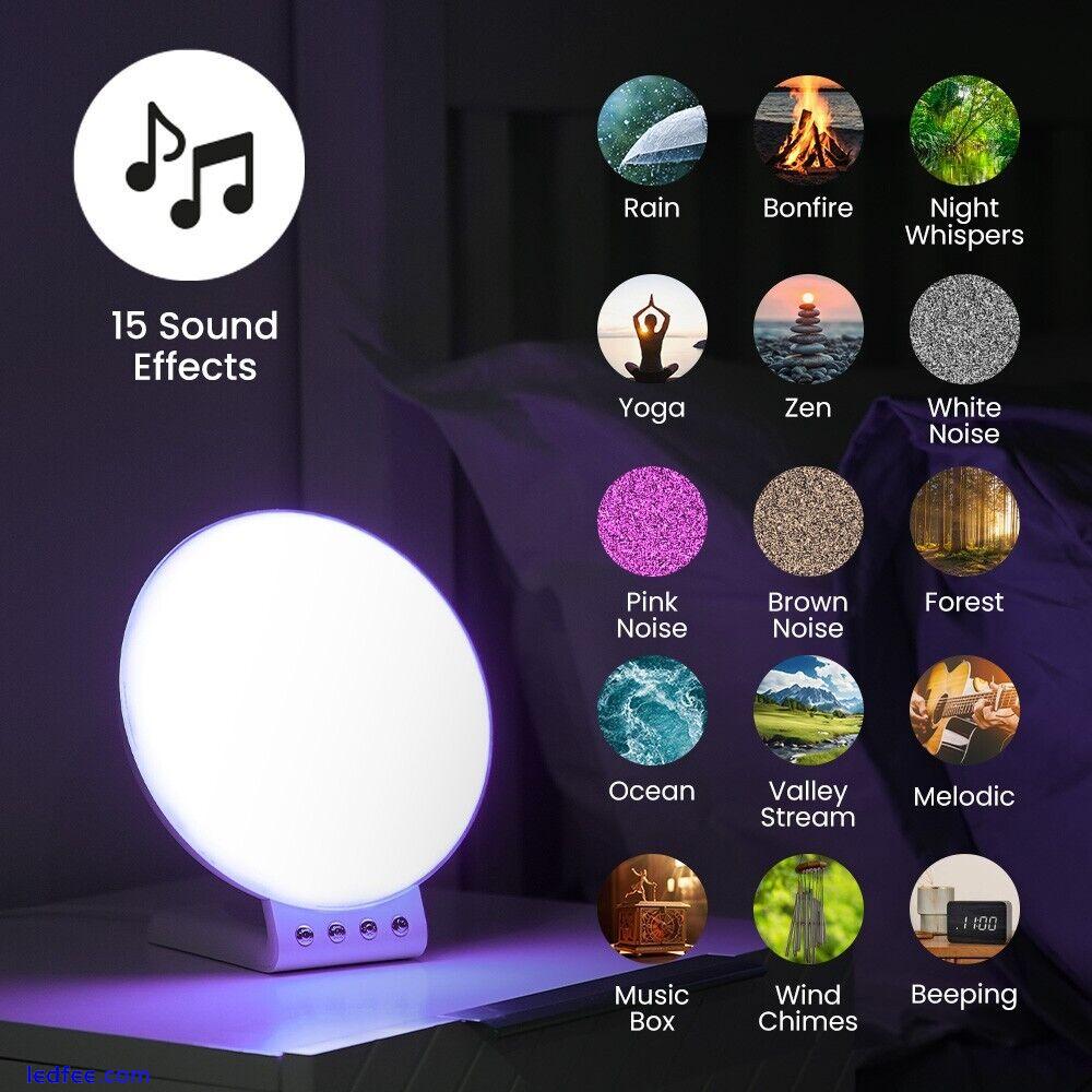 Smart Sunrise Alarm Clock 2in1 Wireless Charge RGBIC Sound Effects Ambient Lamp 1 