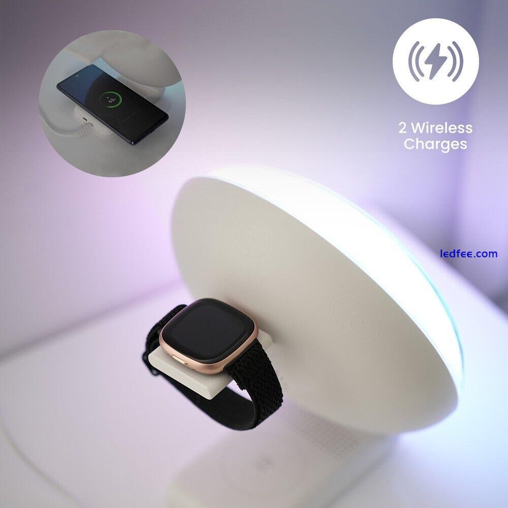 Smart Sunrise Alarm Clock 2in1 Wireless Charge RGBIC Sound Effects Ambient Lamp 3 