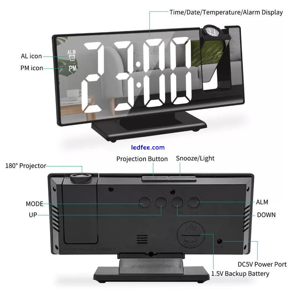 LED Digital Projector Projection Snooze Dual Alarm Radio Clock USB Timer FM Z9C9 4 