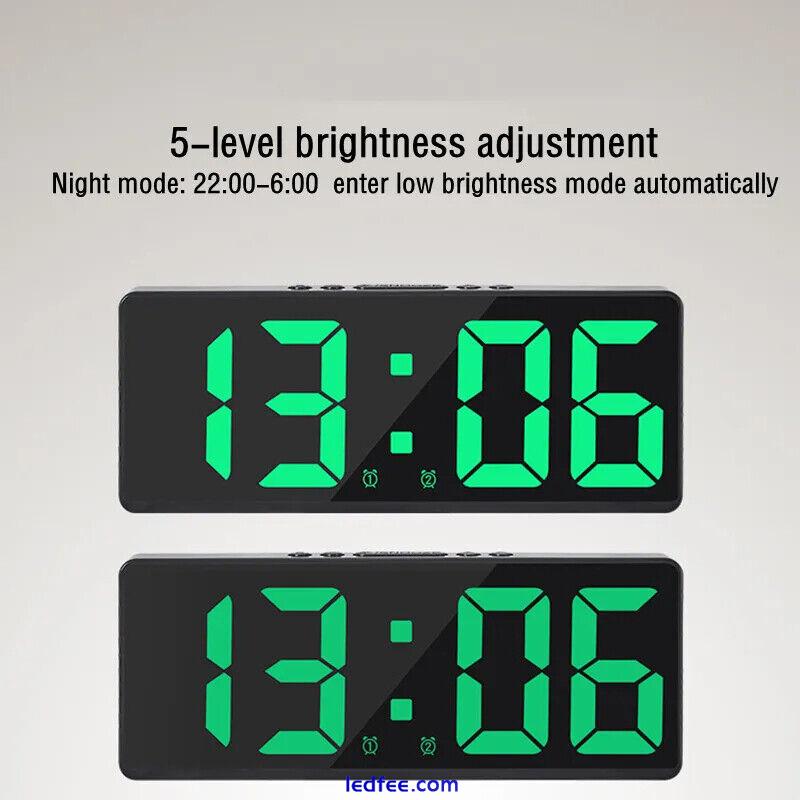 LED Digital Alarm Clock Temperature Bedside Desk Large Mirror Display Modern Hot 3 