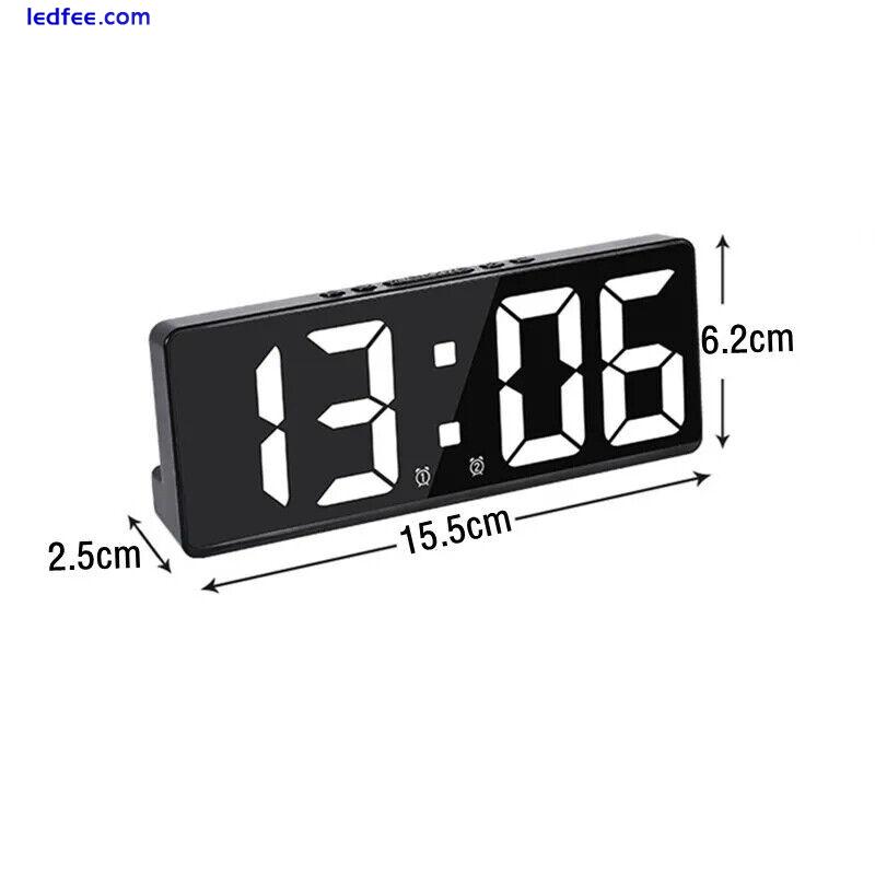 LED Digital Alarm Clock Temperature Bedside Desk Large Mirror Display Modern Hot 4 