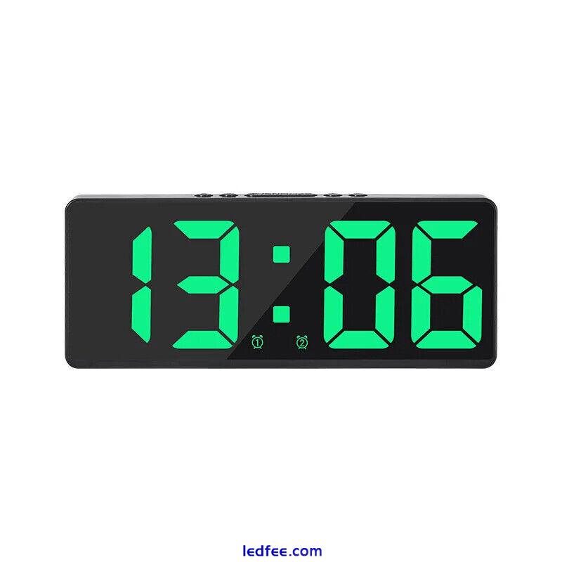 LED Digital Alarm Clock Temperature Bedside Desk Large Mirror Display Modern Hot 5 