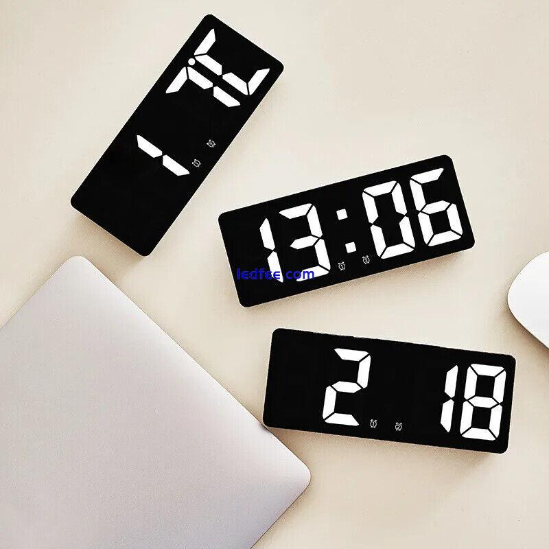 LED Digital Alarm Clock Temperature Bedside Desk Large Mirror Display Modern Hot 0 