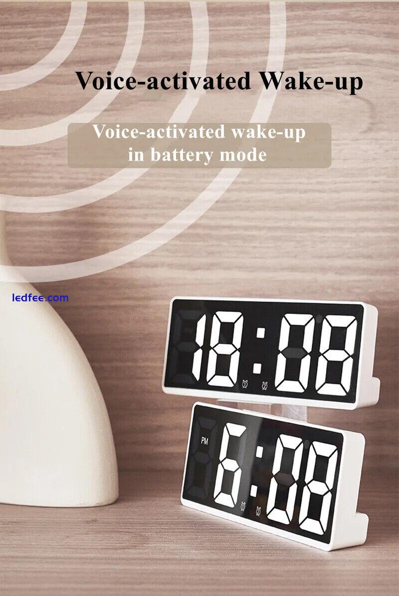 LED Digital Alarm Clock Temperature Bedside Desk Large Mirror Display Modern Hot 2 