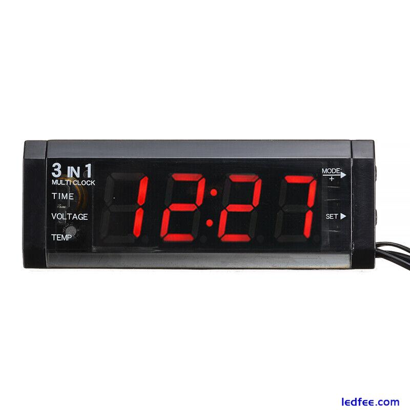 12V 3 In 1 Car CAR LED Voltmeter Thermometer Clock + LED Clock Digital Display 4 