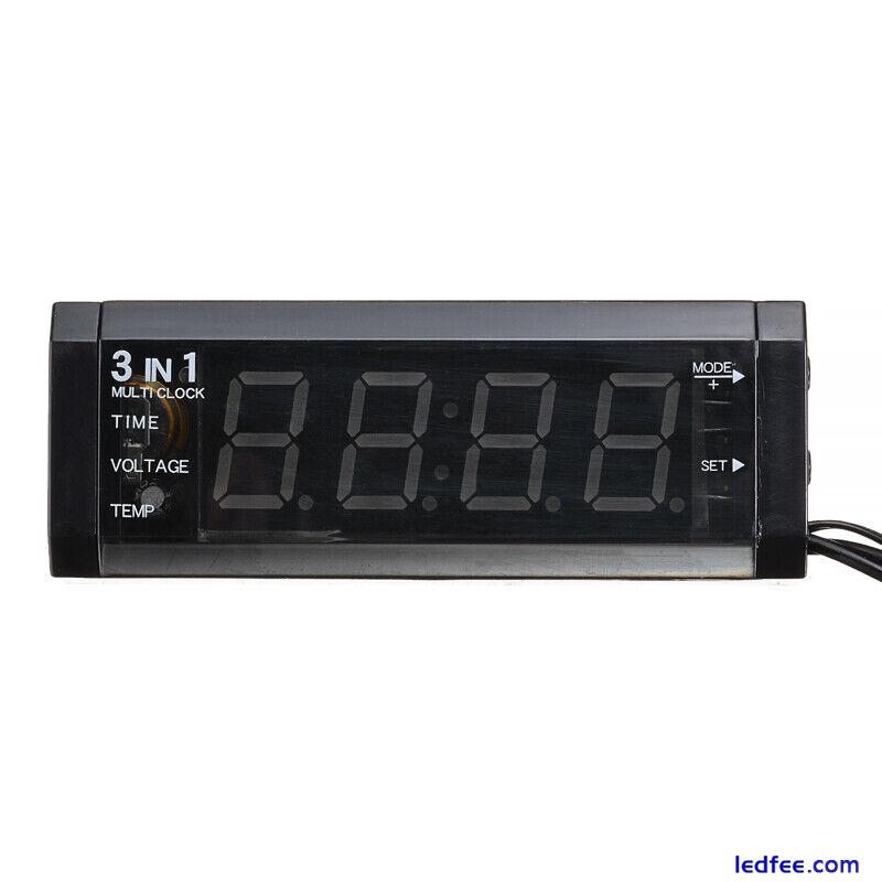 12V 3 In 1 Car CAR LED Voltmeter Thermometer Clock + LED Clock Digital Display 5 