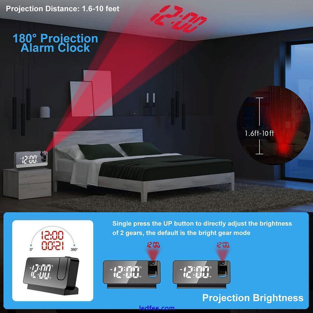 Projection Alarm Clock LED Mirror Screen w/ Time Date A Temperature 2024 N8X5 5 