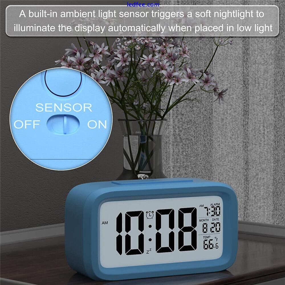 LED Display Digital Alarm Clock Snooze Date Temperature Snooze Battery Operated 2 