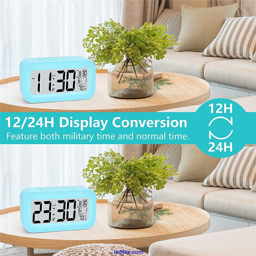 LED Display Digital Alarm Clock Snooze Date Temperature Snooze Battery Operated 3 