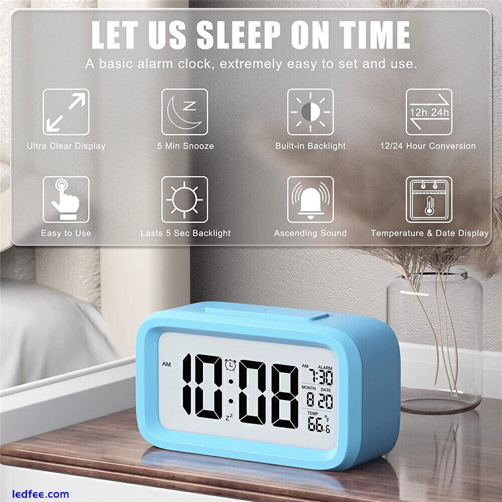 LED Display Digital Alarm Clock Snooze Date Temperature Snooze Battery Operated 5 