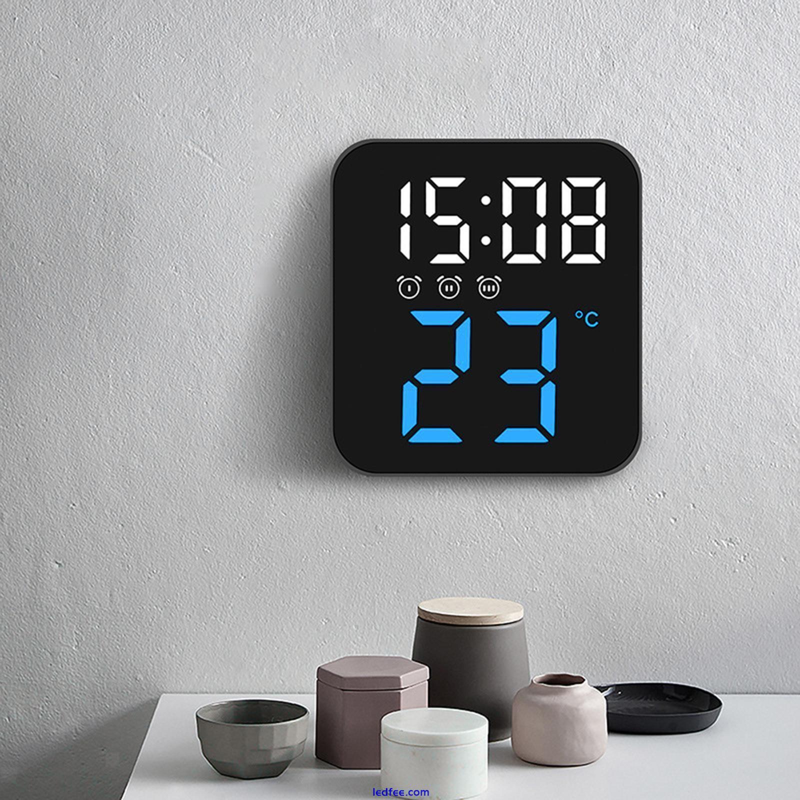 Digital Alarm Clock Bedroom Mute LED Clock Wall for Bedroom Blue 5 