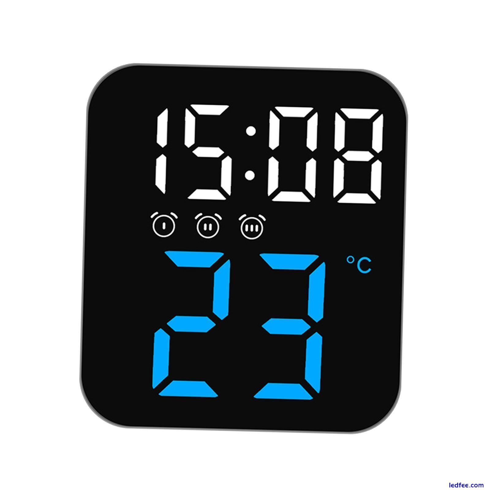 Digital Alarm Clock Bedroom Mute LED Clock Wall for Bedroom Blue 3 