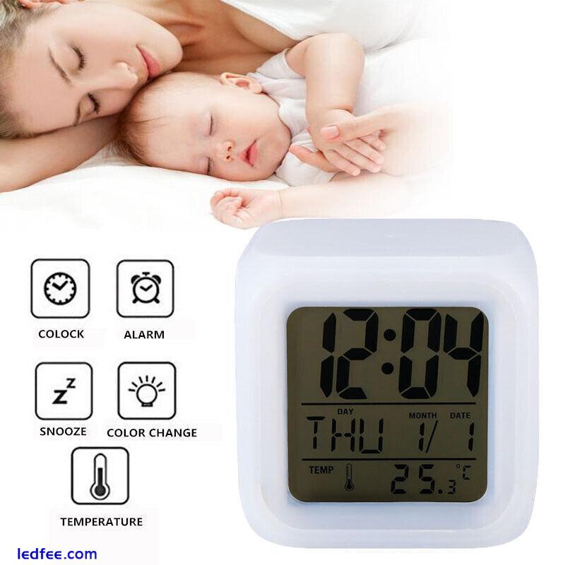 Alarm Clock 7 Colour LED Change Digital Glowing Night Light for Kids Bedroom 5 