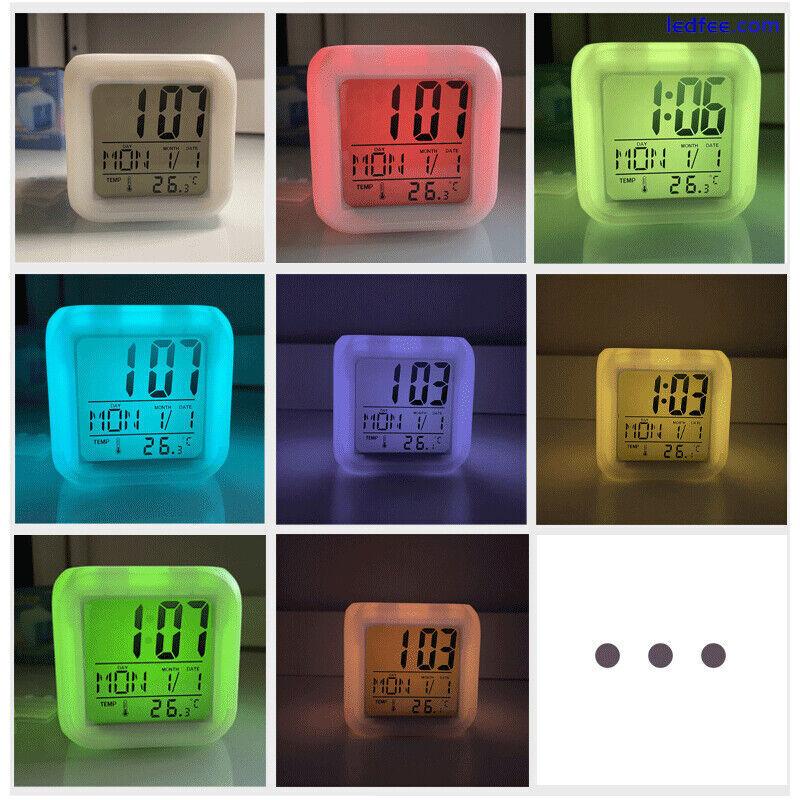 Alarm Clock 7 Colour LED Change Digital Glowing Night Light for Kids Bedroom 0 