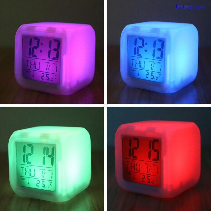 Alarm Clock 7 Colour LED Change Digital Glowing Night Light for Kids Bedroom 1 