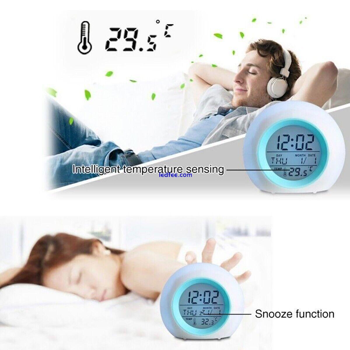 Digital Alarm Clock LED 7 Color Changing Night Light Clock Wake Up Clock Kids UK 2 