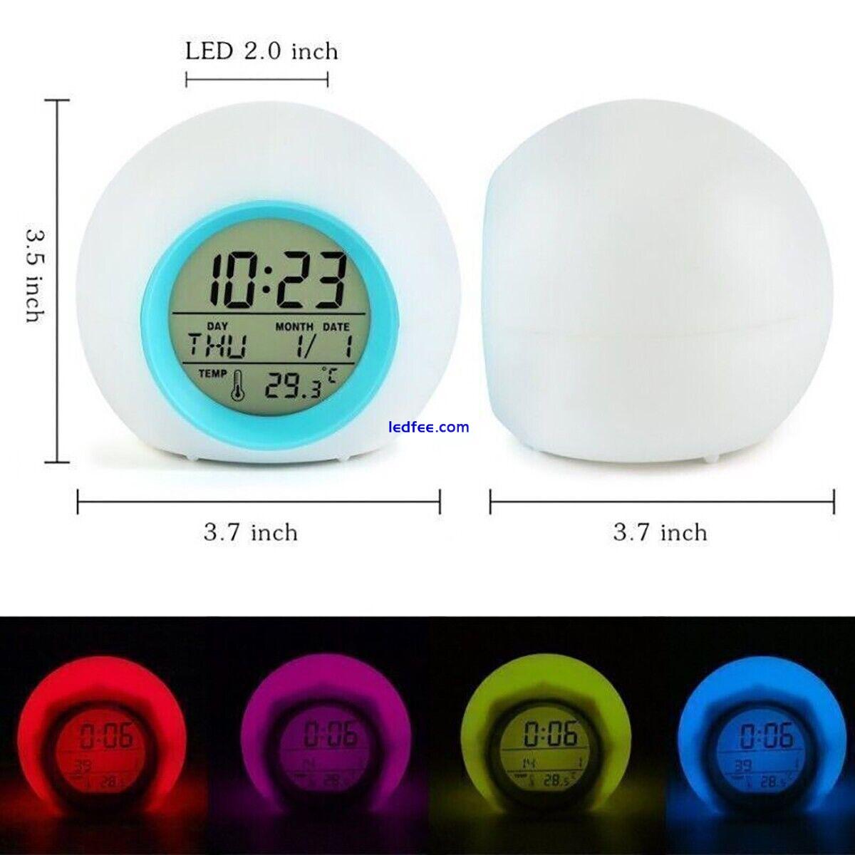 Digital Alarm Clock LED 7 Color Changing Night Light Clock Wake Up Clock Kids UK 5 