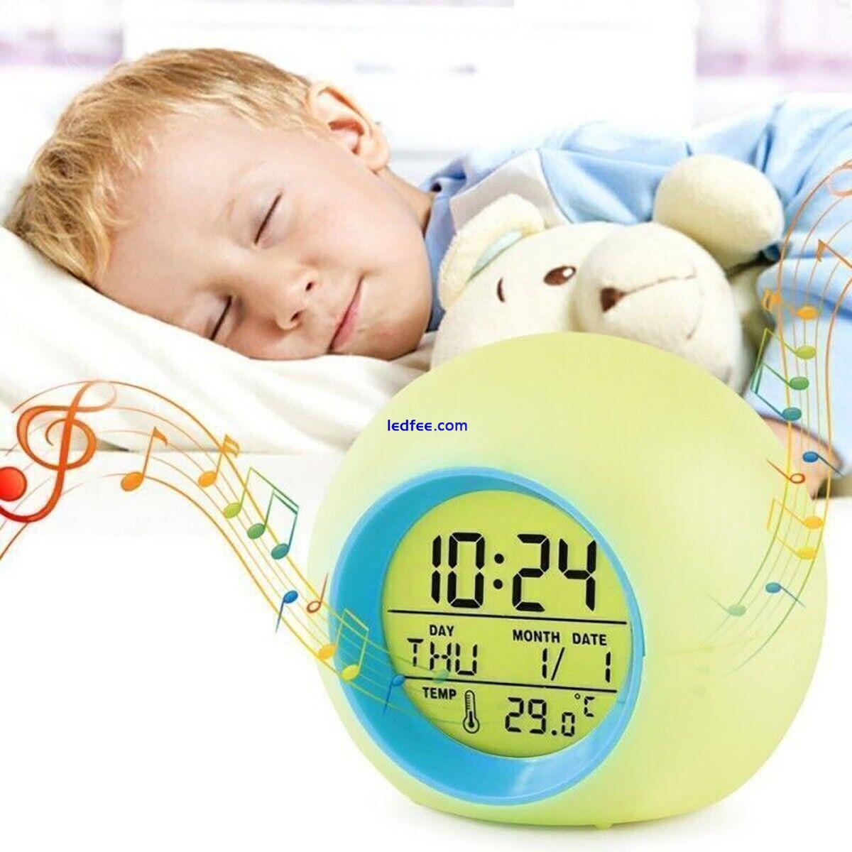 Digital Alarm Clock LED 7 Color Changing Night Light Clock Wake Up Clock Kids UK 3 