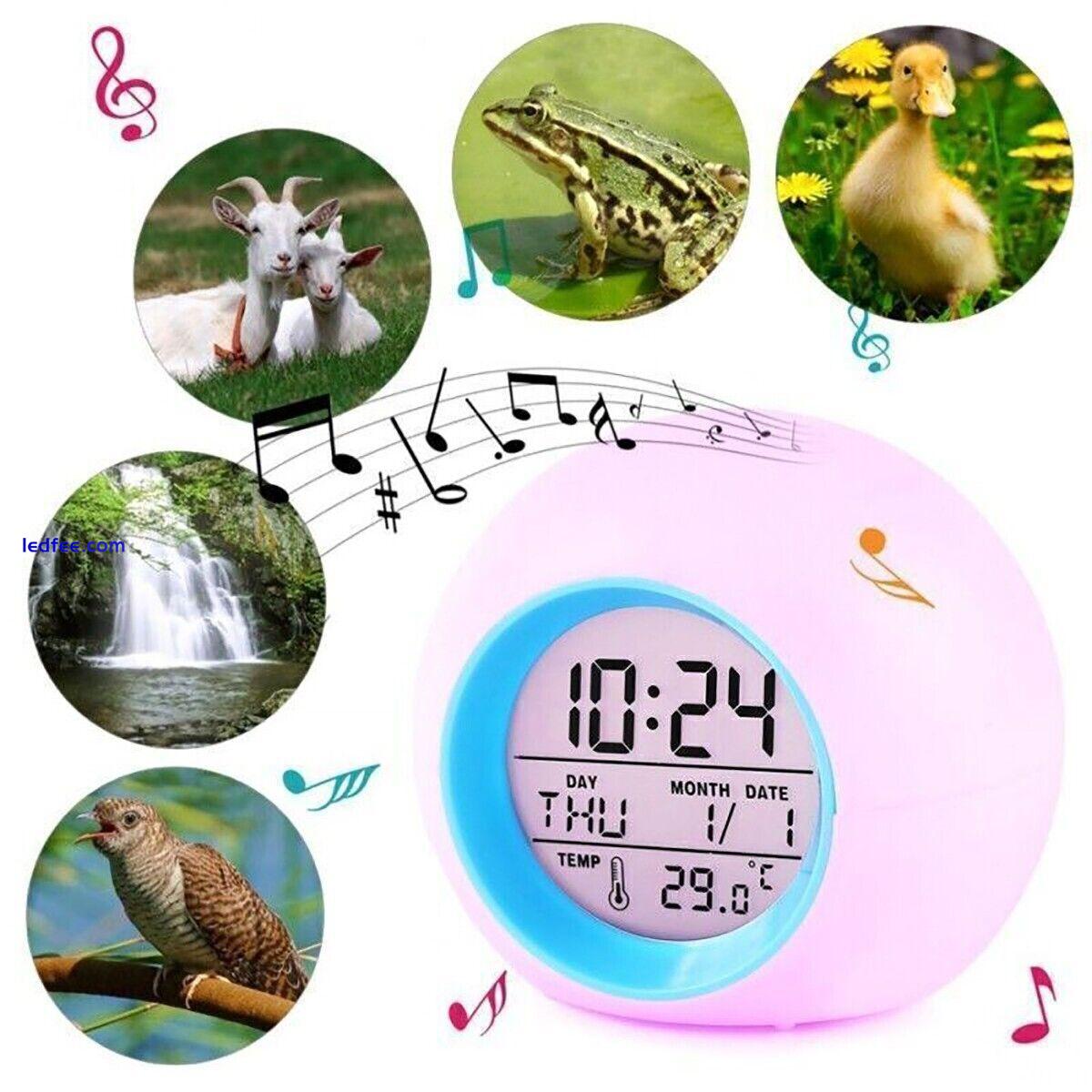 Digital Alarm Clock LED 7 Color Changing Night Light Clock Wake Up Clock Kids UK 4 