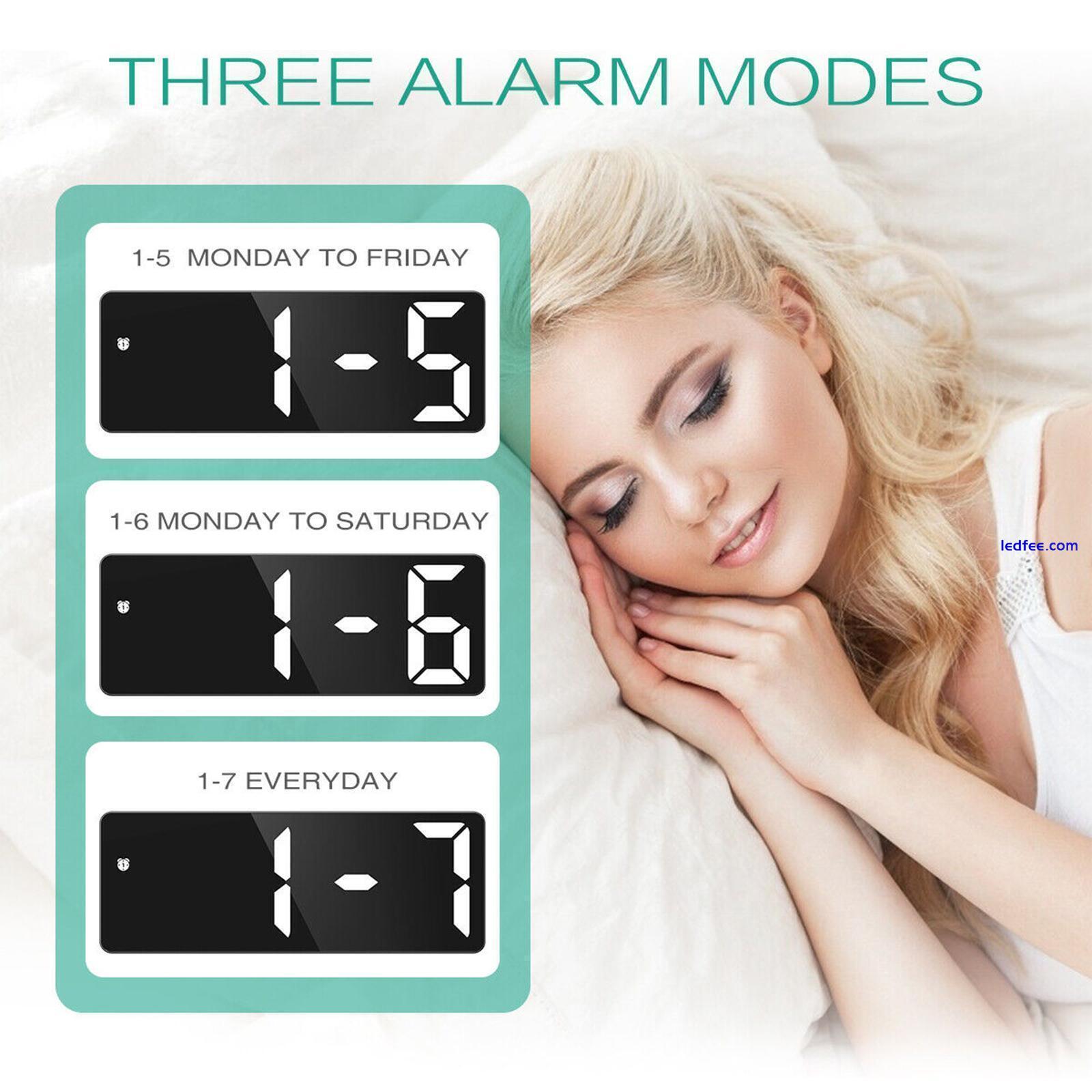 Digital LED Desk Alarm Clock Large Mirror Display USB Mode Snooze S6Q1 3 