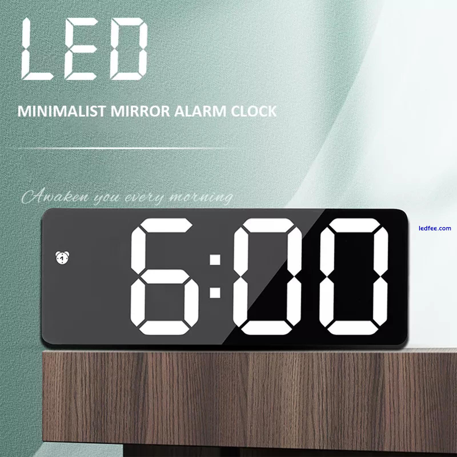 Digital LED Desk Alarm Clock Large Mirror Display USB Mode Snooze S6Q1 0 