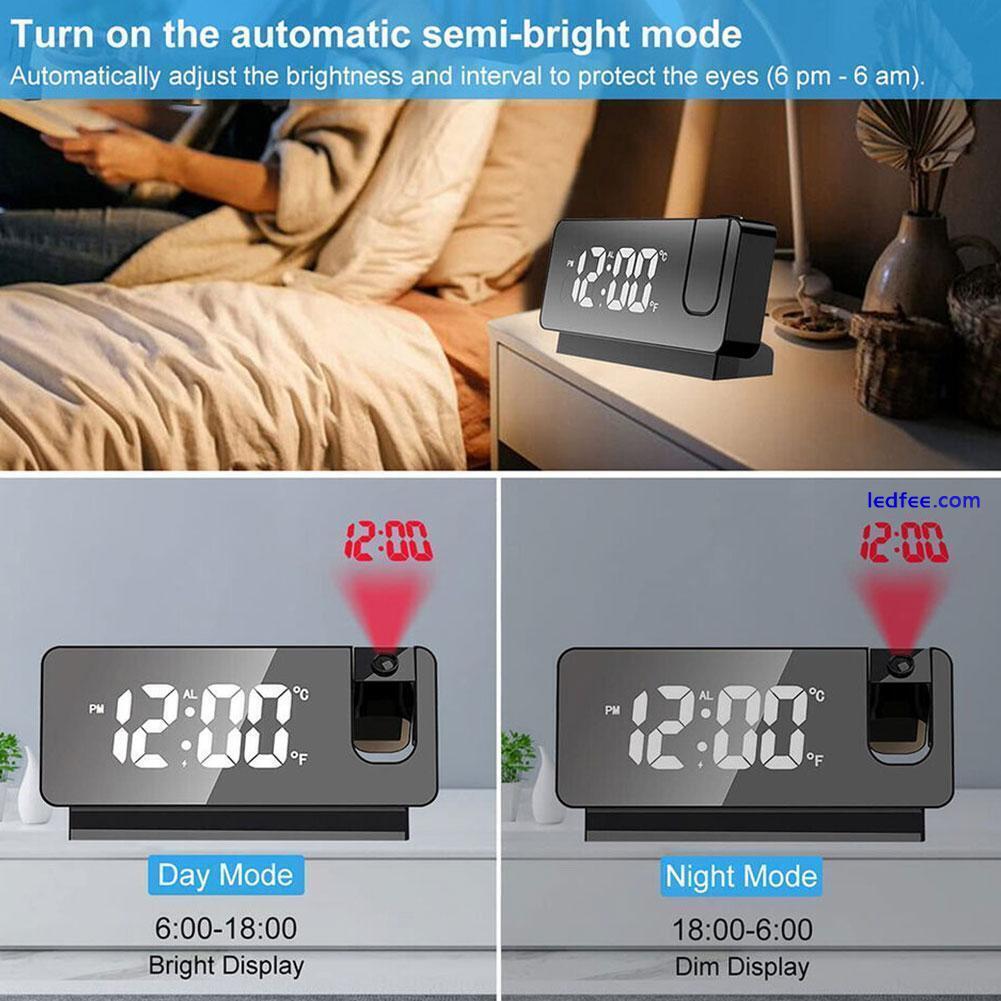 Projection Alarm Clock LED Mirror Screen w/ Time Date Temperature Display S1K3 2 