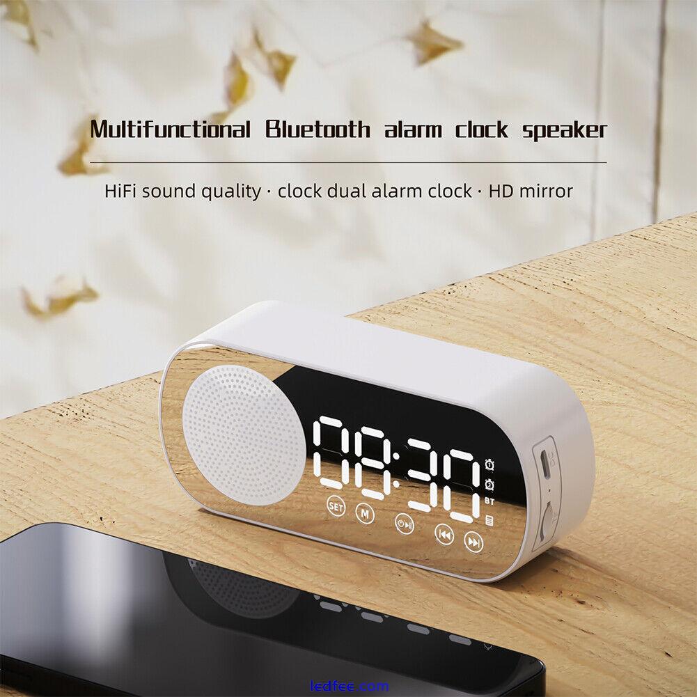 LED Mirror ABS FM Radio Wireless Speaker Mute Rechargeable Digital Alarm Clock 0 