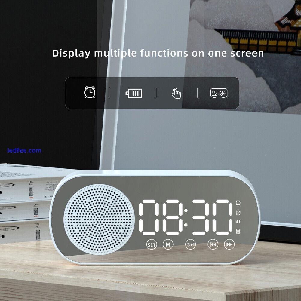 LED Mirror ABS FM Radio Wireless Speaker Mute Rechargeable Digital Alarm Clock 1 