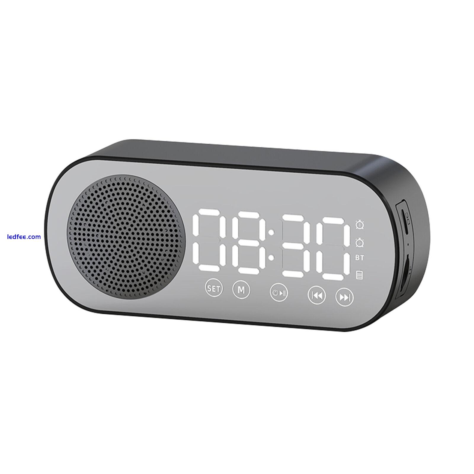 LED Mirror ABS FM Radio Wireless Speaker Mute Rechargeable Digital Alarm Clock 2 