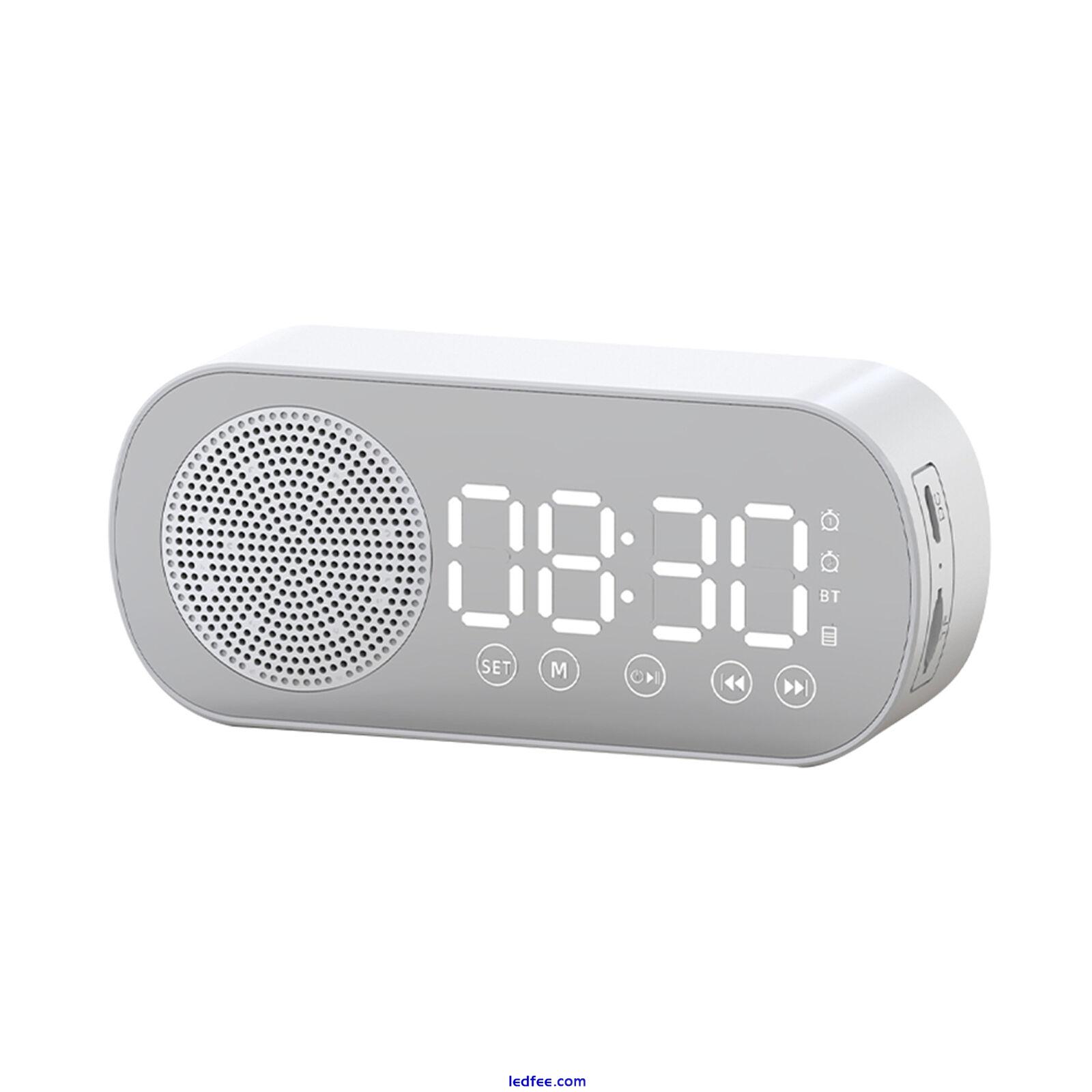 LED Mirror ABS FM Radio Wireless Speaker Mute Rechargeable Digital Alarm Clock 4 